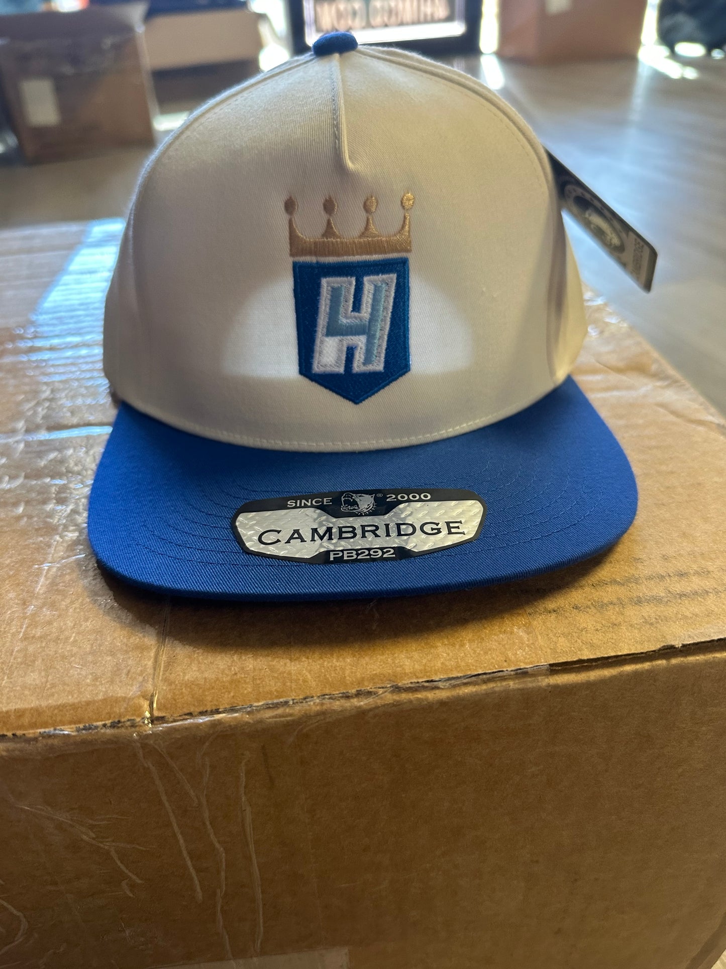 Blue & White Crown 4H Snapback Hat