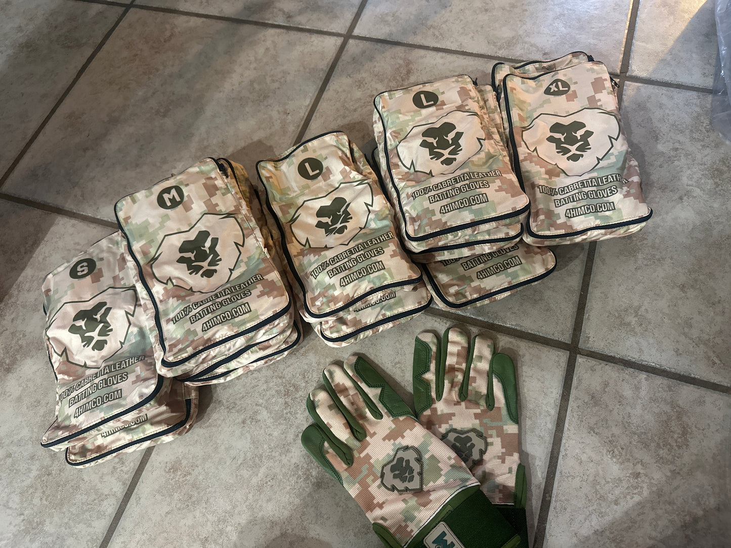 Desert Camo Cabretta Leather Batting Gloves