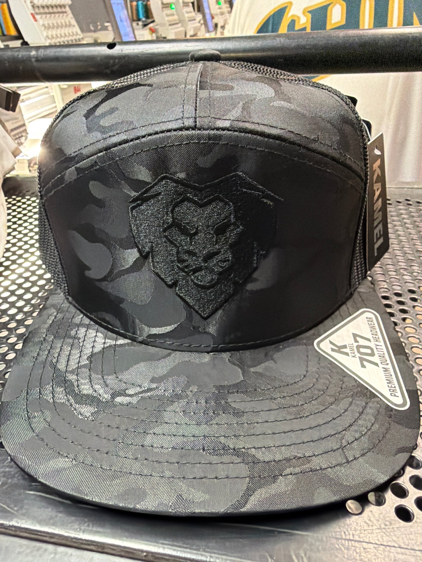Dark Cool Grey Camo Lion Snapback