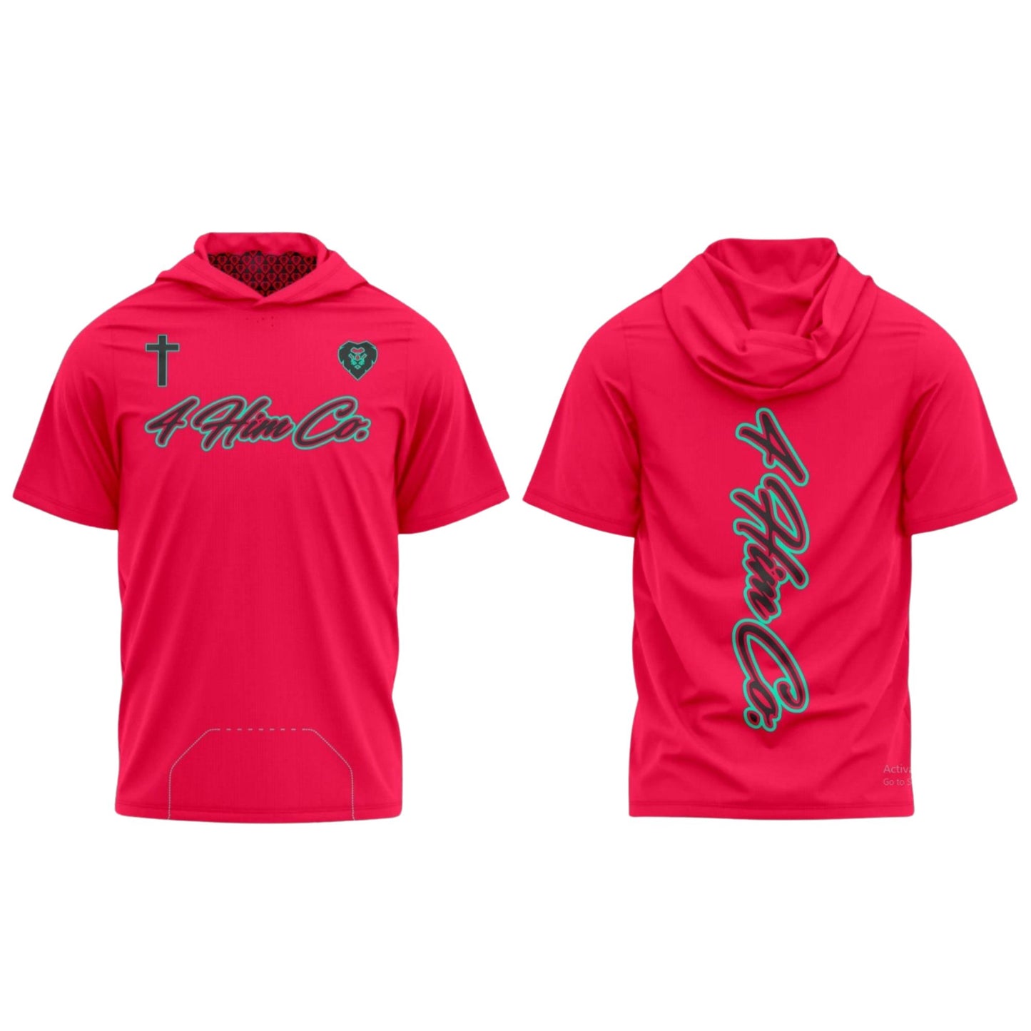 4 Him Co. Script Short Sleeve Hoodie Tee (Pink & Black)