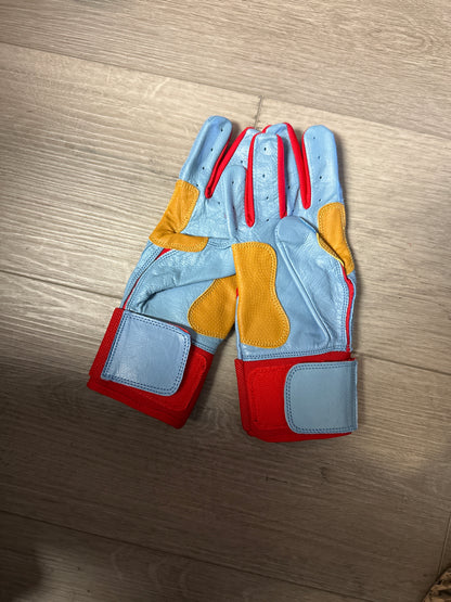 Red/Carolina Blue/Gold 2.0 Batting Gloves