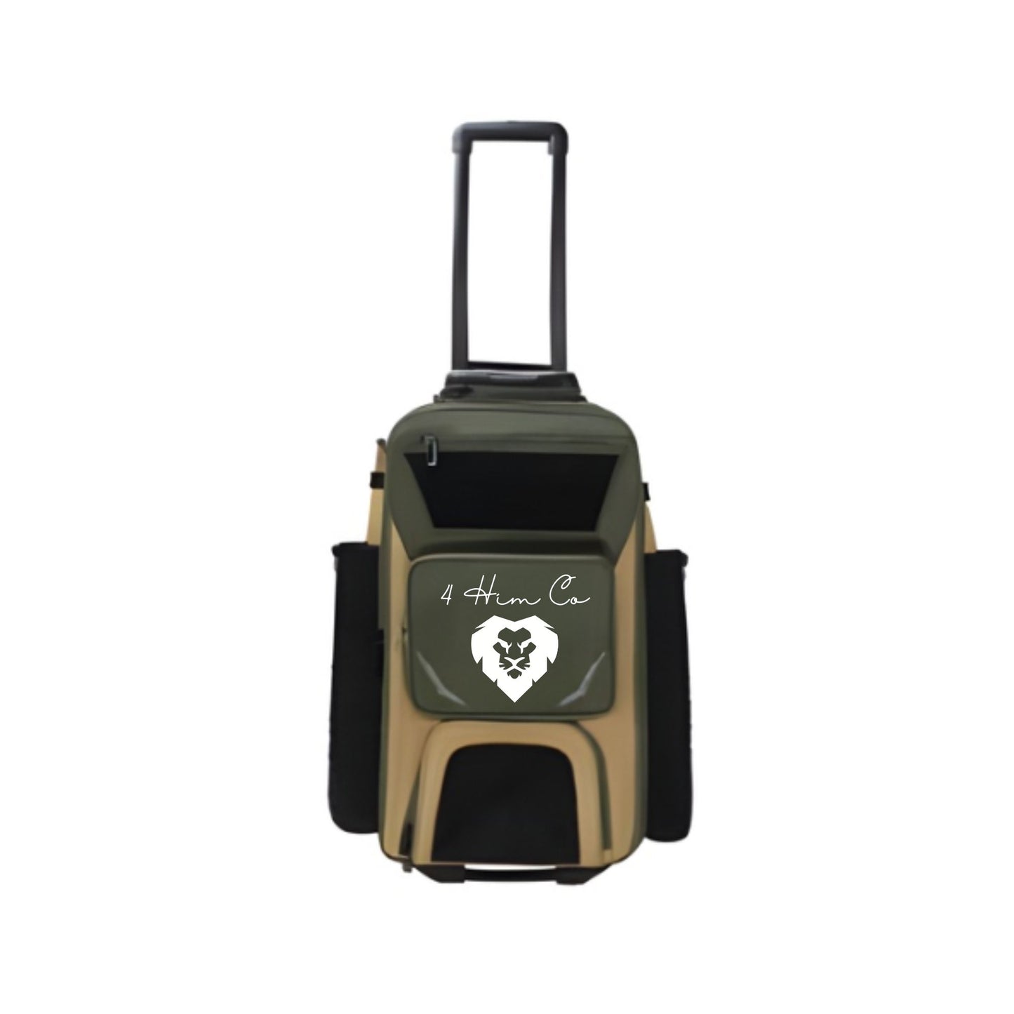 Army Green Roller Wheeled Baseball Backpack