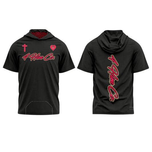 4 Him Co. Script Short Sleeve Hoodie Tee (Pink & Black)