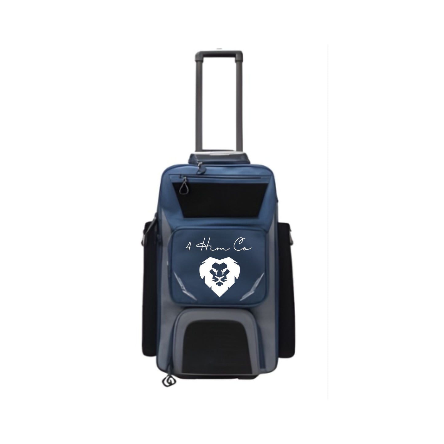 Charcoal Navy Blue Roller Wheeled Baseball Backpack