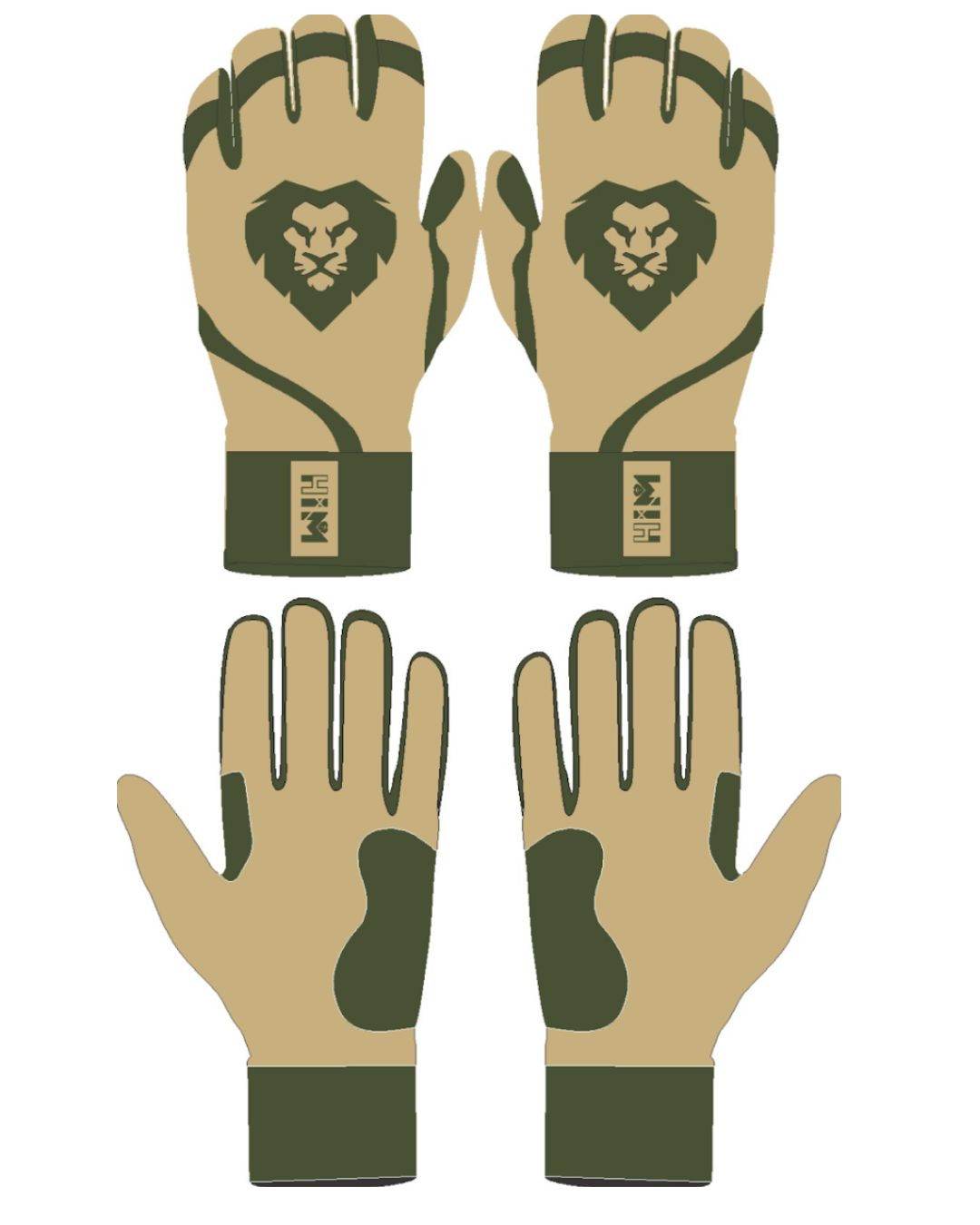 Tan/Olive Green Batting Gloves