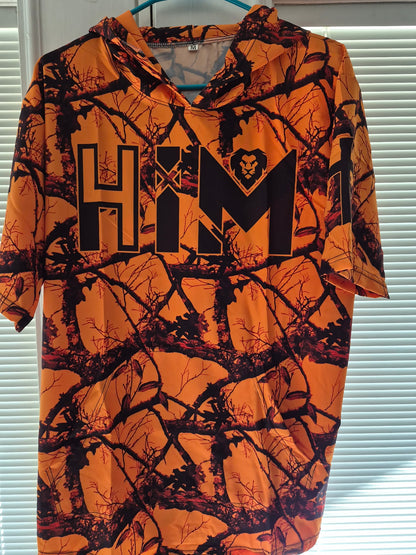 Orange Camo Short Sleeve Hoodie