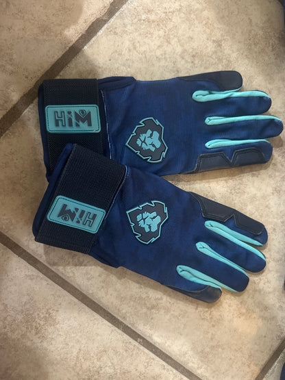 Navy Aqua Cabretta Leather Batting Gloves