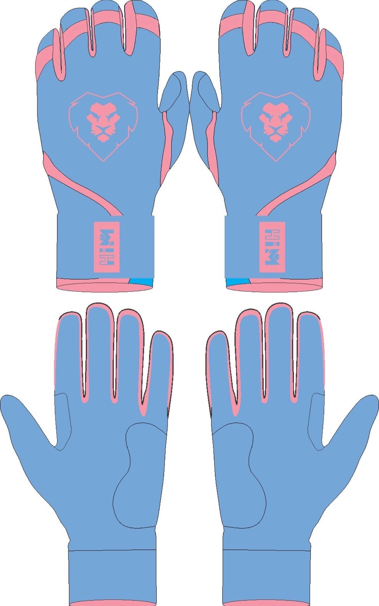 Sky Blue / Pink Batting Gloves
