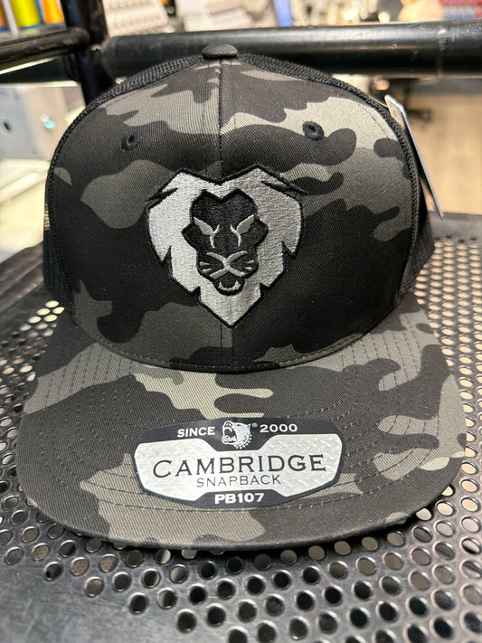 Gray & Black Camo Lion Snapback