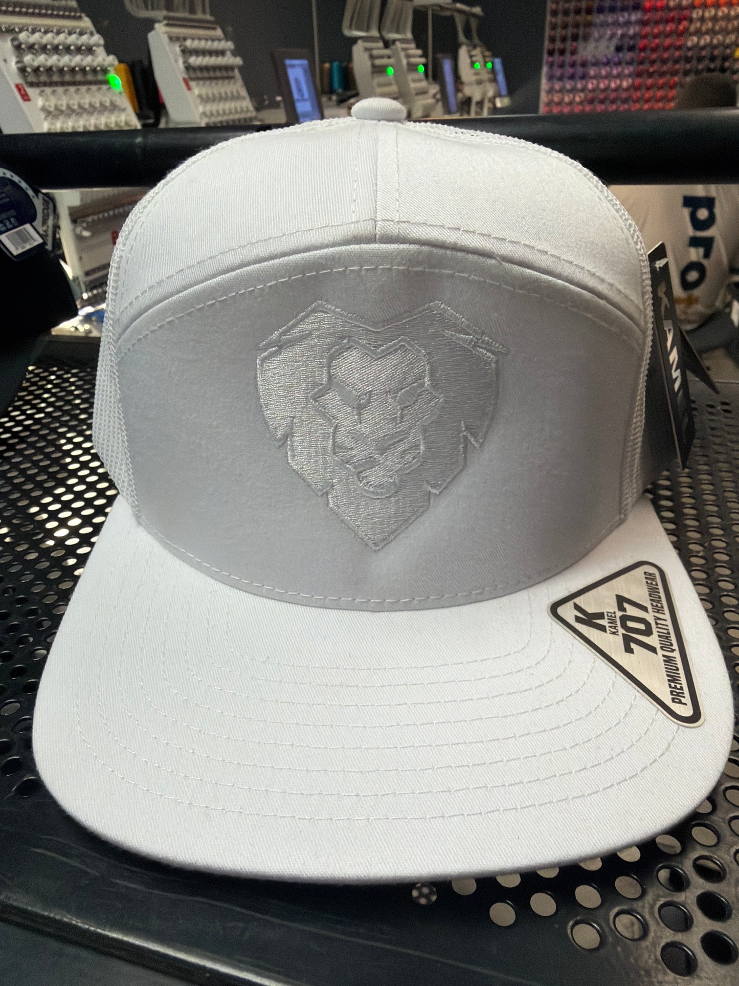 All-White Tonal Lion Snapback
