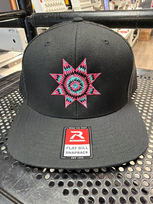 Richardson Flat Bill Snapback – Neon Starburst (Black)
