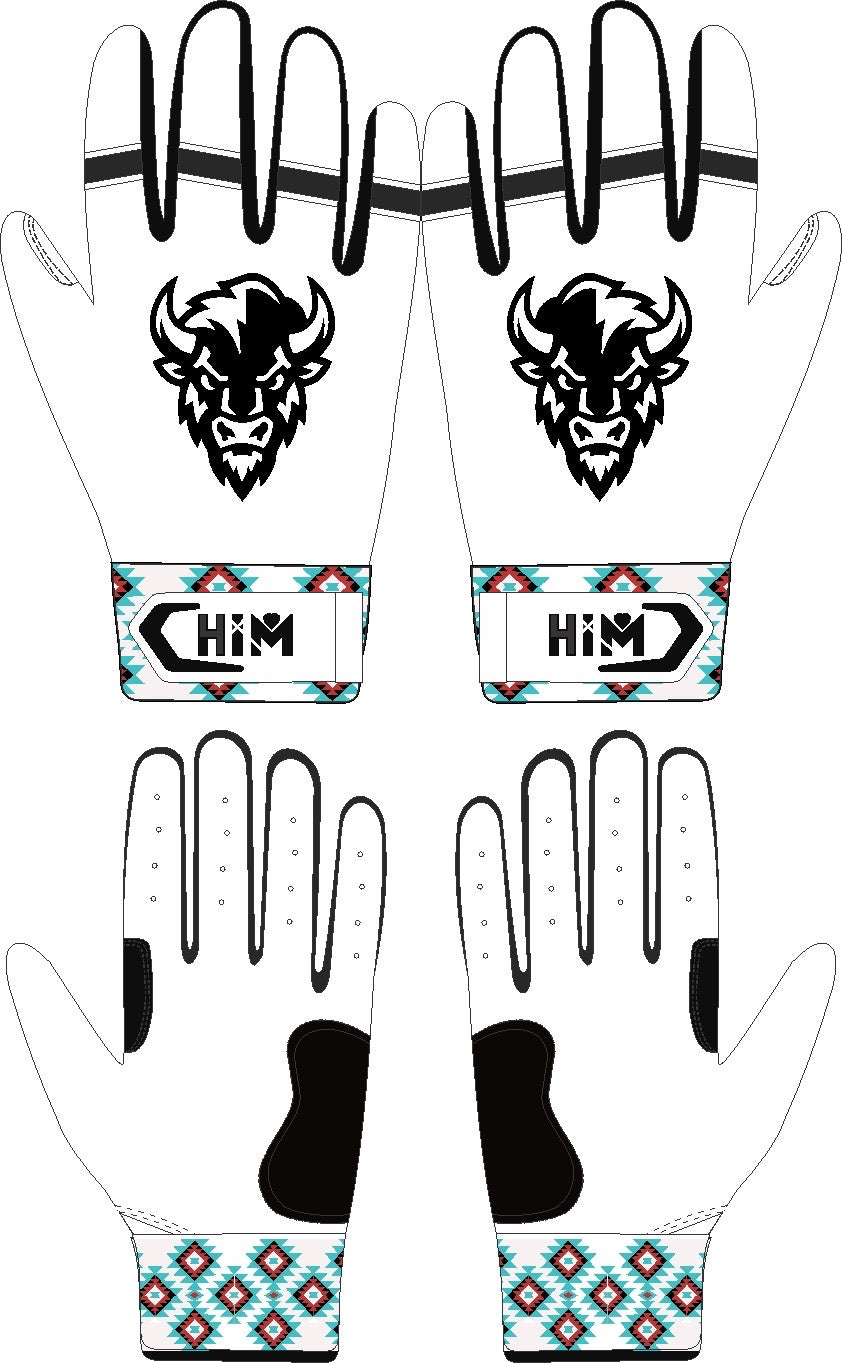 White / Black Pattern Cuff Batting Gloves [PRE-ORDER SALE | 1 week ]