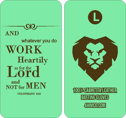 Mint Green / Brown Lion Batting Gloves  [In-Production]