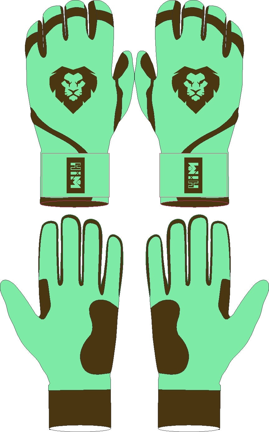 Mint Green / Brown Lion Batting Gloves  [In-Production]