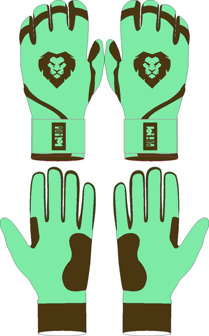 Mint Green / Brown Lion Batting Gloves  [In-Production]