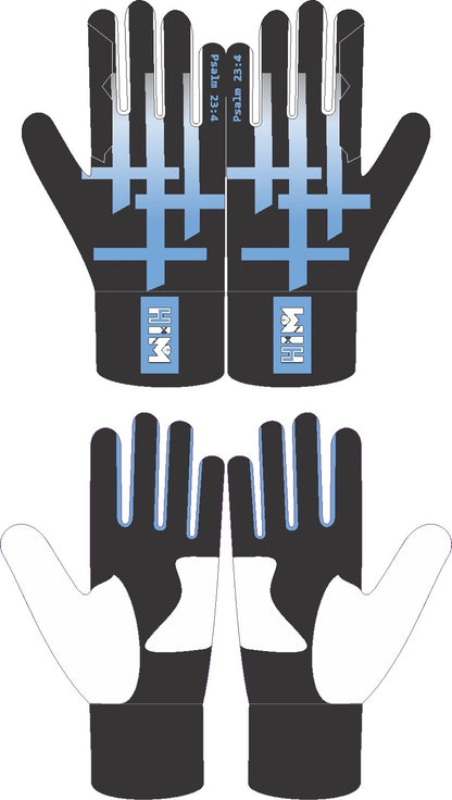 Black / Sky Blue Cross Batting Gloves  [In-Production]