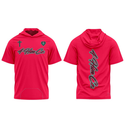 4 Him Co. Script Short Sleeve Hoodie Tee (Pink & Black)