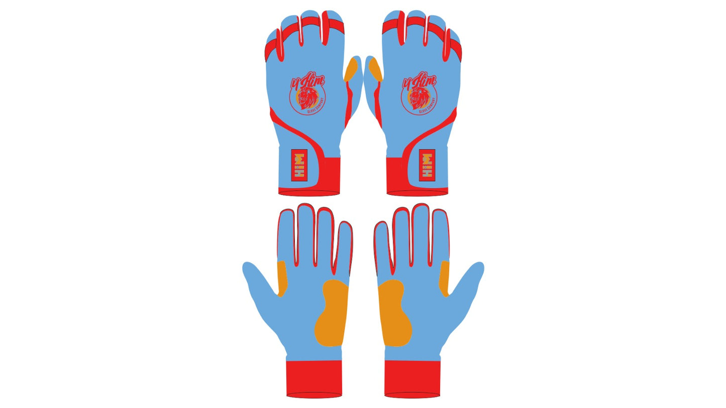 Red/Carolina Blue/Gold 2.0 Batting Gloves