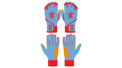 Red/Carolina Blue/Gold 2.0 Batting Gloves