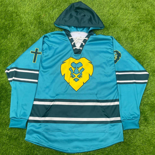 Ice Hockey Hoodie – Teal/Yellow